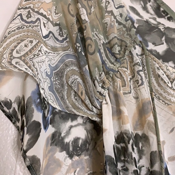 New Free People Ivory Combo Grey Paisley Bohemian tunic  top Small oversized nwt - Picture 4 of 10